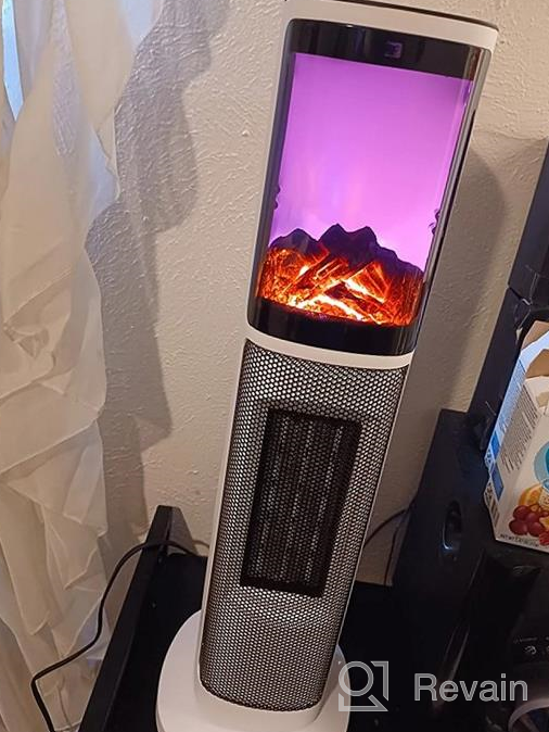 img 1 attached to Indoor Electric Space Heater For Large Room, 3 Modes & Thermostat, 90° Oscillation, 12H Timer, Remote Control With Overheat & Tip-Over Protection And Realistic 3D Flame - Tower Design review by Jason Burnside
