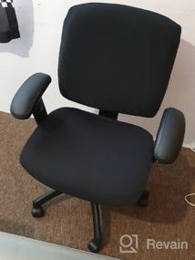 img 6 attached to Чехол для рабочего стула темно-синего цвета - эластичный, съемный и универсальный - идеально подходит для любого компьютерного офисного кресла