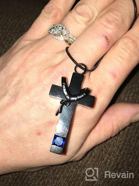 img 1 attached to 💖 Forever in My Heart - Personalized Birthstone Double Cross Urn Pendant | Cremation Jewelry for Ashes | Cross Ashes Keepsake review by Tom Oberhue