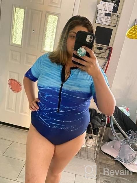 img 1 attached to Women'S Long Sleeve One Piece Swimsuit With Zip Front & Printed Design - ROSKIKI review by Mike Snedeker