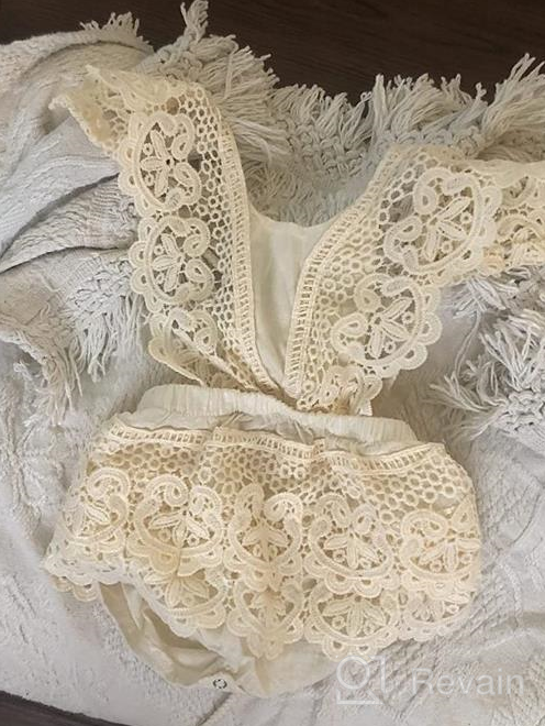 img 1 attached to Boho Baby Girl Romper With Lace Details, Perfect For Newborn Photography And Special Occasions review by Alexis Leonard