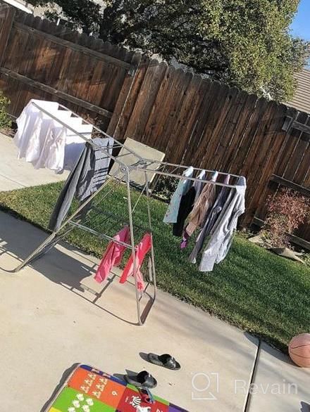 img 1 attached to Bartnelli Laundry Drying Rack For Clothes - Heavy Duty Stainless-Steel Adjustable Gullwing Drying Rack Stand - Foldable And Space Saving, Indoor-Outdoor, Lightweight, With Hooks To Dry Shoes review by Stephanie Lum