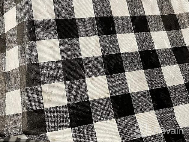 img 1 attached to Sancua Checkered Vinyl Rectangle Tablecloth - 52 X 70 Inch - 100% Waterproof Oil Spill Proof PVC Table Cloth, Wipe Clean Table Cover Dining Table, Buffet Party And Camping, Orange And Black review by Holly Walker