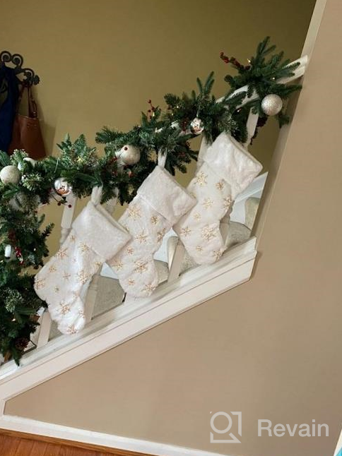 img 1 attached to Add Festive Charm To Your Home With AOGU'S Sequin Snowflake Christmas Stockings - Set Of 3! review by Brandon Fernandez