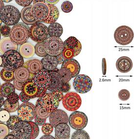 img 1 attached to 300Pcs Vintage Wooden Buttons With Flower Patterns - Mixed Sizes 2 Holes, 50 Butterfly Craft Supplies For DIY Sewing Handmade Clothes Decorations 0.6/0.78/1Inch