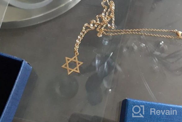 img 1 attached to Exquisite AILUOR 18K Gold Plated Megan Star Pendant Necklace: Uniquely Crafted Jewish Israel Jewelry for Hip Hop Enthusiasts review by Isaiah Bower