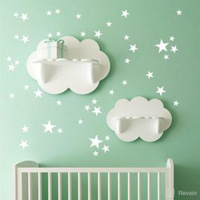 img 3 attached to 🌙 JUEKUI Moon and Stars Wall Decal Set – Starry Sky Vinyl Sticker for Kids, Boys, Girls, Baby Room Decor – Good Night Nursery Wall Decoration – Home Décor WS29 (White)