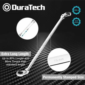 img 2 attached to 6-Piece 8-19Mm DURATECH Extra Long Flex-Head Double Box End Ratcheting Wrench Set | CR-V Steel With Pouch