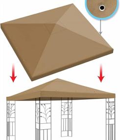 img 2 attached to 10'X10' Tan Gazebo Canopy Top Replacement By BenefitUSA - Sunshade Patio Pavilion Cover