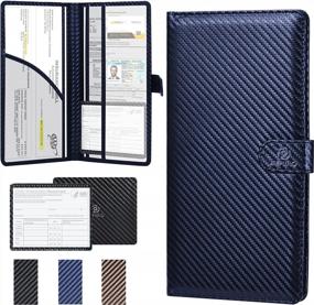 img 4 attached to Protect Your Essential Car Documents With A Magnetic Closure PU Leather Holder In Blue