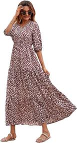 img 4 attached to Floerns Womens Floral Sleeve Burgundy Women's Clothing at Dresses