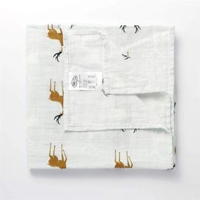 img 2 attached to 47X47 Inch Monfish Baby Muslin Swaddle Blanket - Adorable Cotton Deer Design!