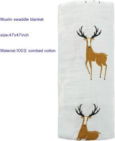 img 3 attached to 47X47 Inch Monfish Baby Muslin Swaddle Blanket - Adorable Cotton Deer Design!