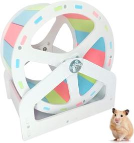 img 4 attached to Silent Hamster Fitness Running Wheel 🐹 - Wooden Toy for Small Pet Cage Supplies