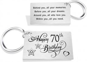 img 4 attached to Happy 70th Birthday Keychain For Men And Women - TGCNQ 70th Birthday Gift, идеальный подарок на день рождения для него или нее на их 70-летие