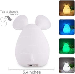 img 2 attached to 🐭 ATOMFIT LED ночные огни для детей: Милые животные, силиконовые ночные огни для малышей с сенсорным управлением и пультом дистанционного управления - Портативные и перезаряжаемые, меняют яркий цвет для младенцев и детей (Мышь) - Улучшенная поисковая оптимизация