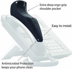 img 2 attached to Softalk II Antibacterial Ergo-Grip Phone Shoulder Rest - Charcoal | Office Telephone Accessory With Nonslip Cushion & Self-Adhesive Tape Attachment