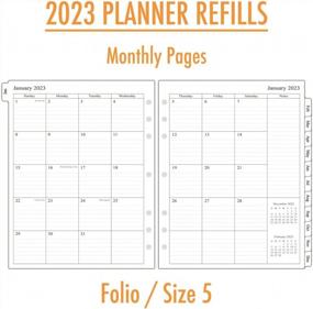 img 2 attached to 2023 Weekly Planner Refill Folio Size With Monthly Tabs, Two Pages Per Week, 8-1/2" X 11", Size 5