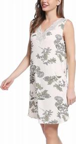 img 2 attached to Women'S Bamboo Nightgown Knee-Length Sleeveless Lace Trim Sleepshirt Lightweight