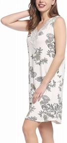 img 1 attached to Women'S Bamboo Nightgown Knee-Length Sleeveless Lace Trim Sleepshirt Lightweight