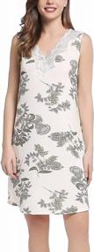 img 4 attached to Women'S Bamboo Nightgown Knee-Length Sleeveless Lace Trim Sleepshirt Lightweight