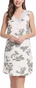 img 3 attached to Women'S Bamboo Nightgown Knee-Length Sleeveless Lace Trim Sleepshirt Lightweight