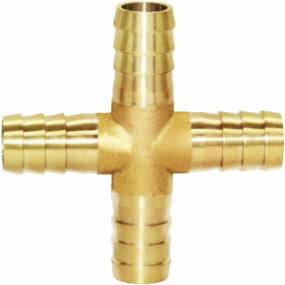 img 4 attached to Brass 4-Way Union Fitting Cross Intersection For 3/8" Hose Barb: Ideal For Water, Fuel, And Air Splitting