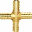 brass 4-way union fitting cross intersection for 3/8" hose barb: ideal for water, fuel, and air splitting logo
