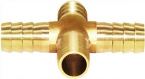 img 1 attached to Brass 4-Way Union Fitting Cross Intersection For 3/8" Hose Barb: Ideal For Water, Fuel, And Air Splitting