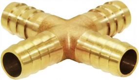 img 2 attached to Brass 4-Way Union Fitting Cross Intersection For 3/8" Hose Barb: Ideal For Water, Fuel, And Air Splitting