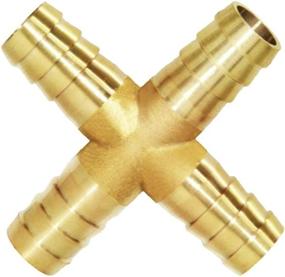 img 3 attached to Brass 4-Way Union Fitting Cross Intersection For 3/8" Hose Barb: Ideal For Water, Fuel, And Air Splitting