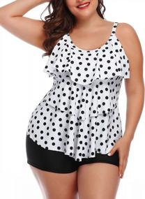 img 4 attached to Floral Printed Plus Size Tankini Swimsuits For Women With Shorts Flounce - Yonique Two Piece Bathing Suit Swimwear