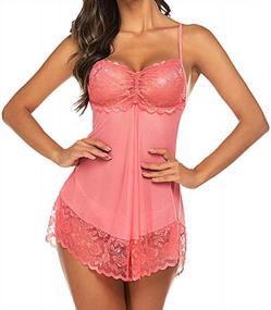 img 2 attached to QuneusHot Women Candy Color Lingerie Lace Babydoll Dress Camisole Sleepwear Nighties V Neck