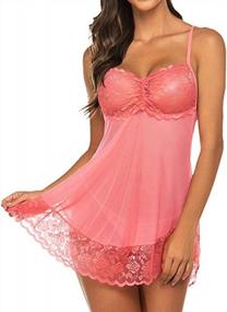 img 1 attached to QuneusHot Women Candy Color Lingerie Lace Babydoll Dress Camisole Sleepwear Nighties V Neck