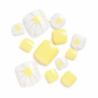 set of 24 summer yellow false toe nails with fresh daisy and sunflower designs logo