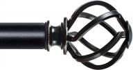 kamanina 1 inch curtain rod - 36-72 inches, twisted cage finials, black logo