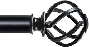 img 4 attached to KAMANINA 1 Inch Curtain Rod - 36-72 Inches, Twisted Cage Finials, Black