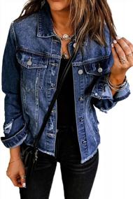 img 4 attached to Womens Denim Boyfriend Jacket: Chic Outwear For Casual And Trendy Style