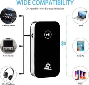 img 2 attached to 🔌 Portable Bluetooth Receiver with 12-Hour Battery Life for Car/Home Stereo/Speakers - Dual Connection, Noise Cancelling & Hands-Free Calling Function