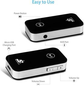 img 3 attached to 🔌 Portable Bluetooth Receiver with 12-Hour Battery Life for Car/Home Stereo/Speakers - Dual Connection, Noise Cancelling & Hands-Free Calling Function