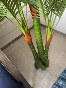 img 7 attached to Искусственная пальма Real Touch с защитой от ультрафиолетового излучения - высота 6,3 фута, устойчивая конструкция с тройным стволом, превосходное качество - идеально подходит для вашего дома или офиса, в красивом зеленом цвете AMERIQUE