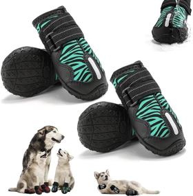 img 4 attached to 🐾 Waterproof Dog Boots with Reflective Straps and Non-Slip Soles, Dog Shoes for Hot Pavement, Hardwood Floors, and Outdoor Hiking - Set of 4 Booties for Small, Medium, Large Dogs