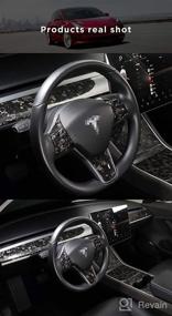 img 3 attached to Декоративная накладка на руль из углеродного волокна LUCKEASY для Tesla Model 3 Tesla Model Y 2017-2022 Интерьерные автомобильные аксессуары (яркая ковка)