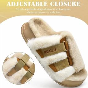 img 3 attached to KuaiLu Women'S Fuzzy Platform Slippers With Arch Support & Fluffy Fur - 6-12 Sizes!