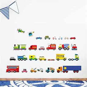 img 3 attached to 🚗 DECOWALL DW-1205 Transports Kids Wall Stickers: Fun and Removable Wall Decals for Nursery and Bedroom Décor