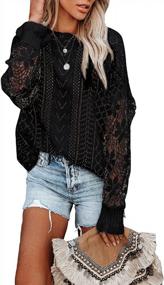 img 4 attached to AlvaQ Women'S Winter Knit Lace Crochet Long Sleeve Sweater Crewneck Pullover Jumper Top