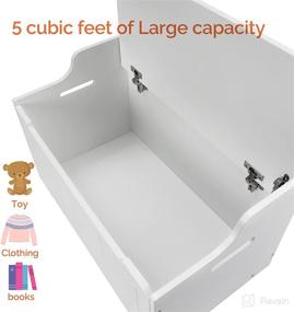 img 3 attached to Spacious and Secure Toy Box for Kids: 5 Cubic Feet Storage Wooden Organizer with Safety Hinged Lid - Ideal Chest for Boys and Girls