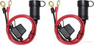 [2 pack] 3ft 12v female socket battery eyelet ring terminal 12volt extension cord outlet adapter plug power supply car electrical dc charger accessory connector kit 10fuse - reliable car power supply kit with dual female socket terminal logo