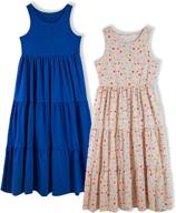 unacoo 2 pack sleeveless cotton dresses girls' clothing ~ dresses logo