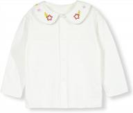 toddler girls long sleeve shirt, cute doll collar blouse, classic solid pattern design tops logo